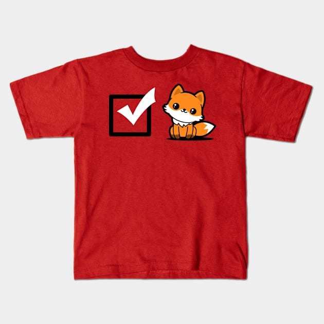 Check Your Fox Funny Cute Kawaii Fox Cartoon Pun Meme Kids T-Shirt by Originals By Boggs